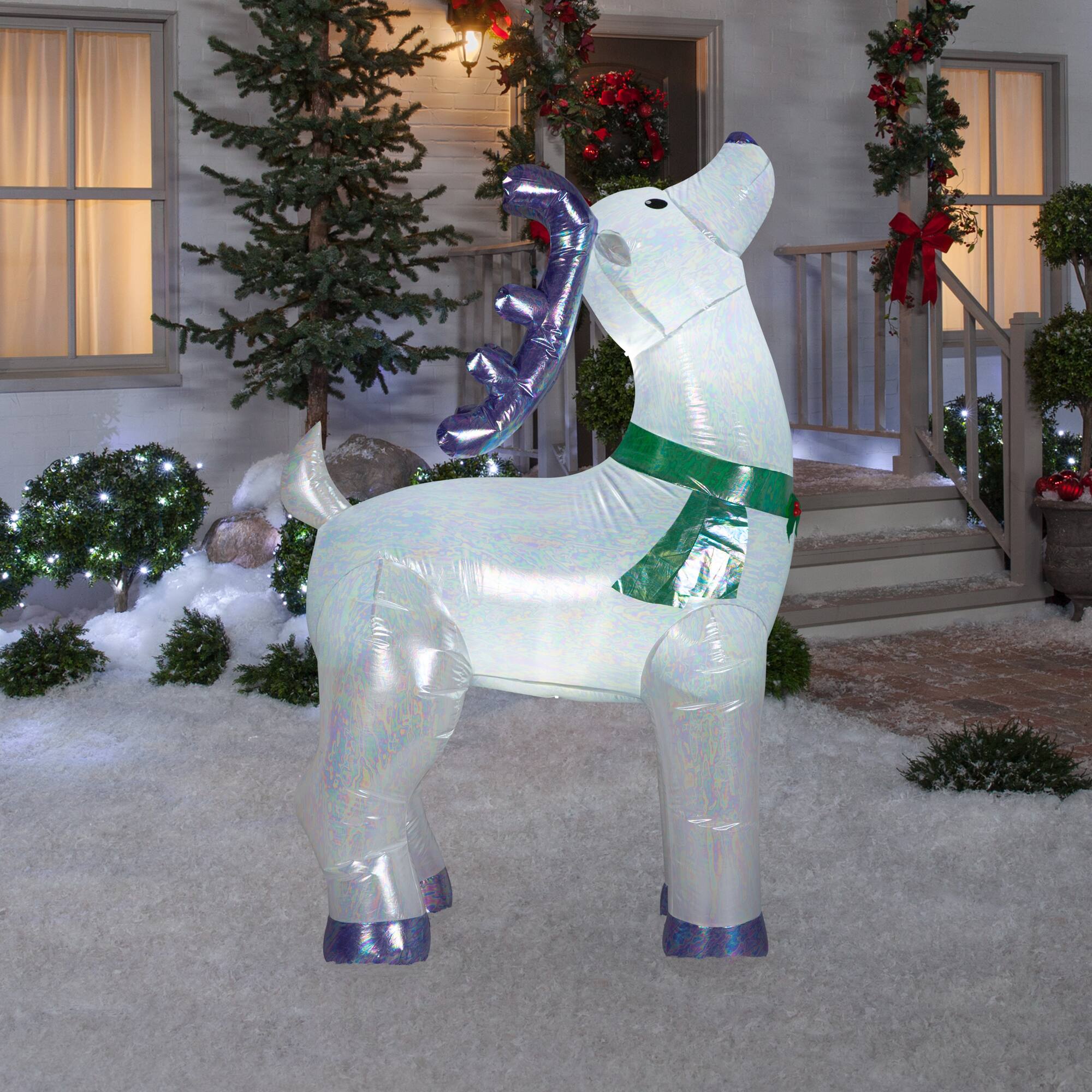 Airblown Silver Mixed Media Iridescent Reindeer Buck Inflatable